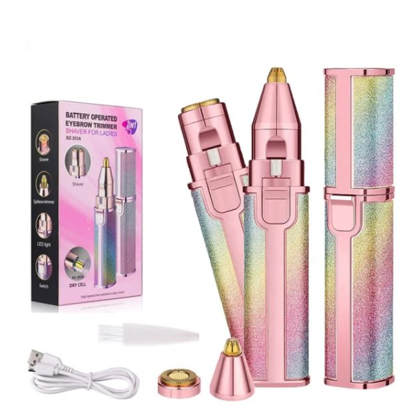 2 In 1 Rechargeable Electric Facial Hair Remover Multi Attractive Color With Usb Charging Cable And Cleaning Brush