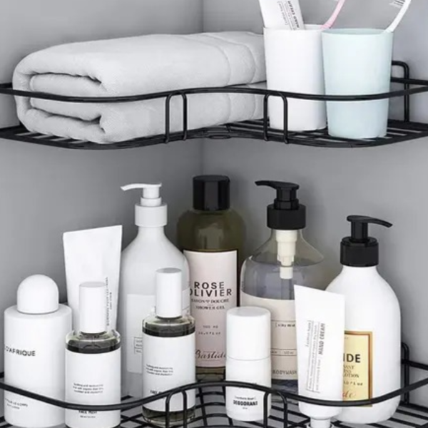 1 Pcs Metal Corner Rack For Bathroom & Kitchen | Bathroom Metal Shelf Organizer Wall Mount Bathroom Accessories ( With 2 Drill Screws )
