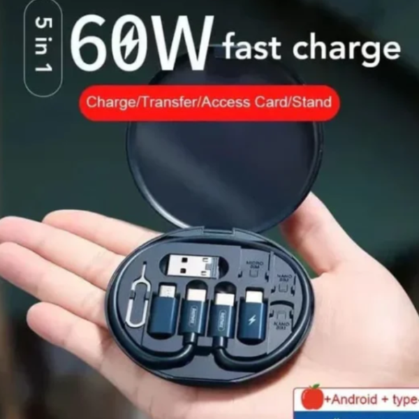 Multifunctional Data Cable Set 60w Fast Charging Cable For Android & Iphone (random Color)